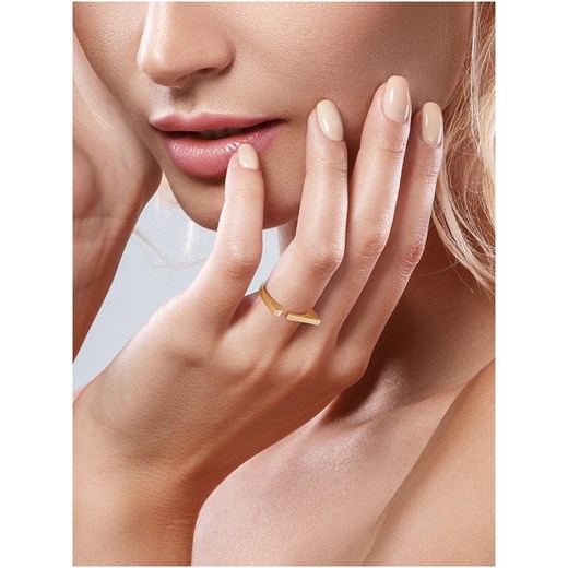 Srebrny pozłacany minimalistyczny szczotkowany otwarty pierścionek Irbis.style 16 irbis.style