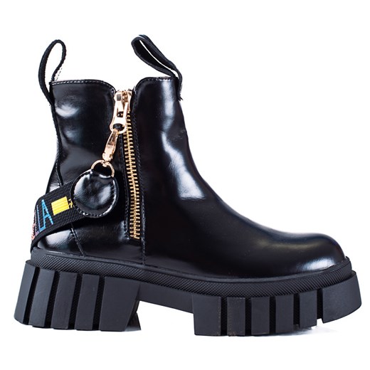 Workery damskie Shelovet czarne casual na platformie 