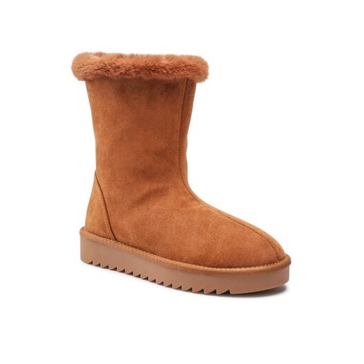 Śniegowce damskie Jenny Fairy brązowe casual płaskie bez zapięcia 