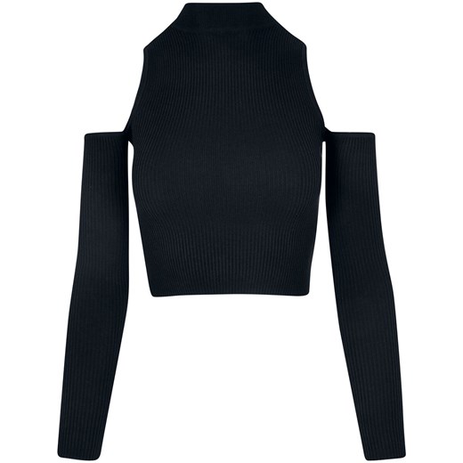 Urban Classics - Ladies Rib Knit Cut Out Sleeve Longsleeve - Longsleeve - czarny XS, S, M, L, XL EMP