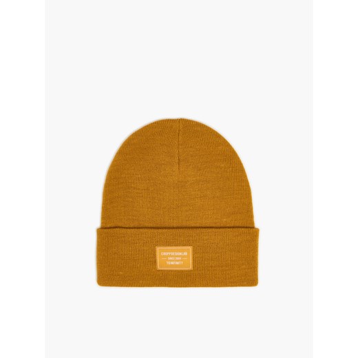 Cropp - Jasnobrązowa czapka beanie - Żółty Cropp Uniwersalny Cropp