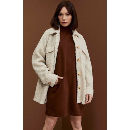 Kurtka koszulowa oversize 3909, Kolor ecru, Rozmiar XS, Moodo M Primodo