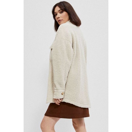 Kurtka koszulowa oversize 3909, Kolor ecru, Rozmiar XS, Moodo S Primodo