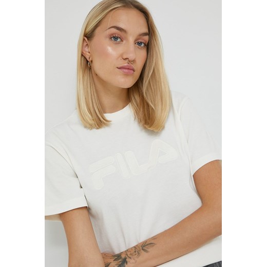 Fila t-shirt bawełniany kolor beżowy ze sklepu ANSWEAR.com w kategorii Bluzki damskie - zdjęcie 143072554