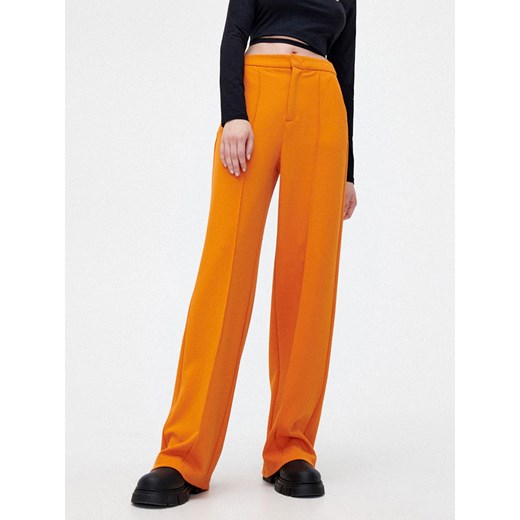 Cropp - Pomarańczowe spodnie wide leg - Pomarańczowy Cropp M Cropp