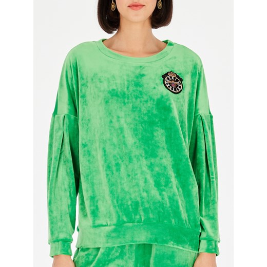 Welurowa zielona bluza L'AF Eden ze sklepu Eye For Fashion w kategorii Bluzy damskie - zdjęcie 143182303