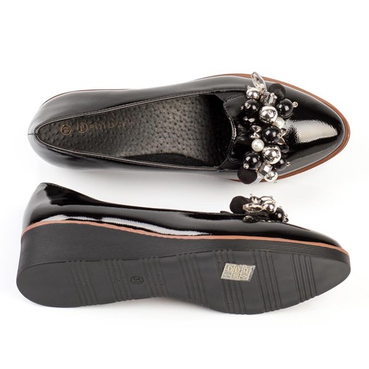 Czarne lakierowane czółenka damskie na koturnie POTOCKI 12020 Suzana.pl 38 okazja suzana.pl