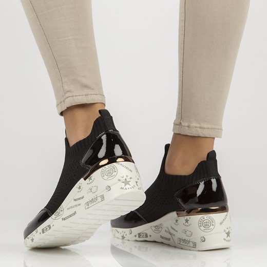 Czarne sneakersy damskie na koturnie FILIPPO DP3551/22 Suzana.pl 39 promocja suzana.pl