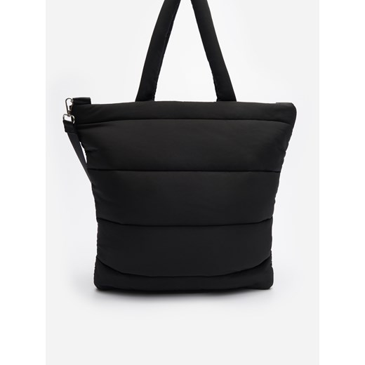 Pikowana torba shopper z odpinanym paskiem czarna - Czarny House ONE SIZE House
