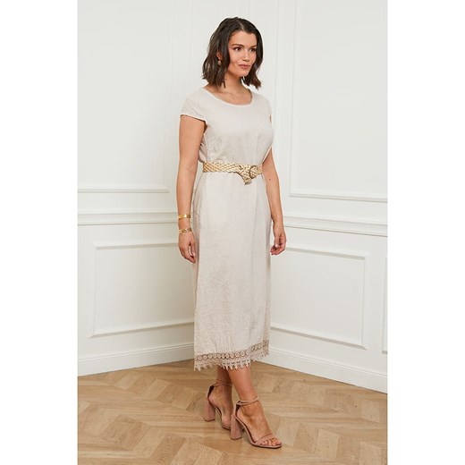 Sukienka w kolorze beżowym Curvy Lady 40/42 Limango Polska promocja