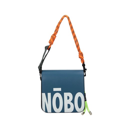 Niebieska listonoszka Nobo z dużym logo i neonowym sznurkiem Nobo Uniwersalny promocyjna cena NOBOBAGS.COM