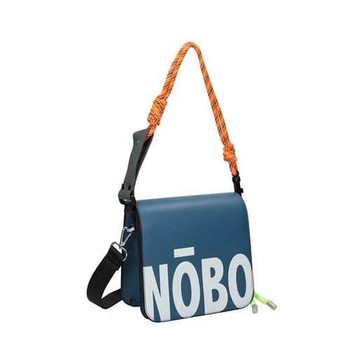 Niebieska listonoszka Nobo z dużym logo i neonowym sznurkiem Nobo Uniwersalny okazja NOBOBAGS.COM