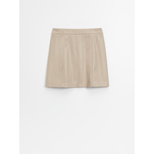 Dopasowana spódnica mini z imitacji skóry beżowa - Beżowy House S House