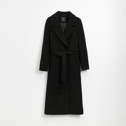 Wiązany płaszcz z wiskozą czarny - Czarny House XL House