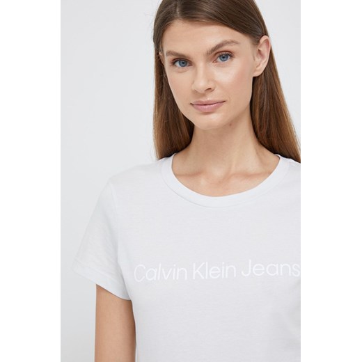 Bluzka damska Calvin Klein z napisami bawełniana 
