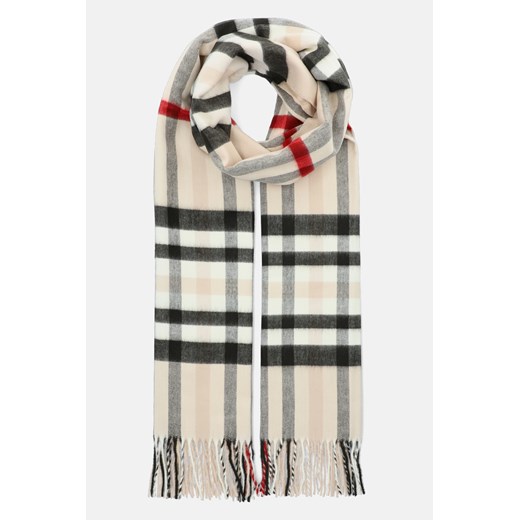 Szal Kremowy w Szeroką Kratę Tartan Unisex ze sklepu Lancerto S.A. w kategorii Dodatki męskie - zdjęcie 143291263