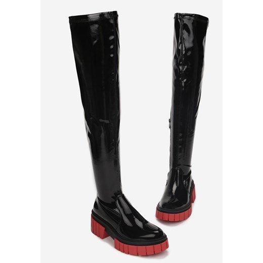 Czarne Kozaki Muszkieterki Winylowe Gaelise 38 wyprzedaż born2be.pl