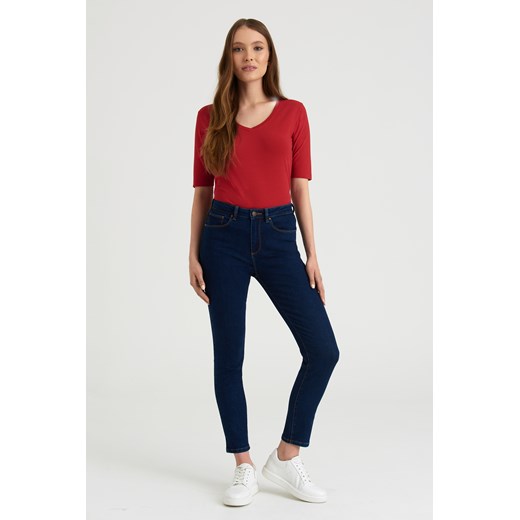 Ciemnogranatowe jeansy slim fit, regularny stan Greenpoint 44 Greenpoint.pl