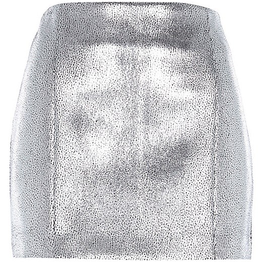 Silver metallic mini skirt river-island bialy mini