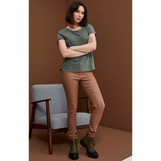Woskowane spodnie typu rurki beżowe 3906, Kolor beżowy, Rozmiar XS, Moodo ze sklepu Primodo w kategorii Spodnie damskie - zdjęcie 143347050
