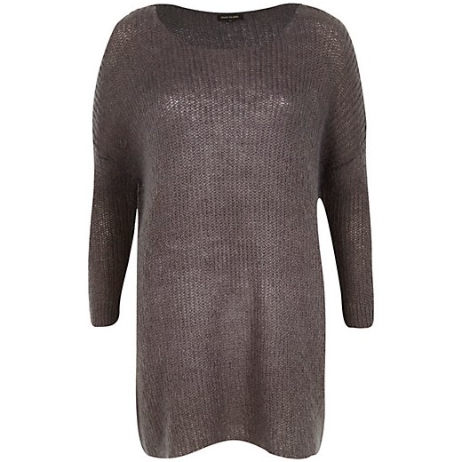 Dark grey mohair knit dress river-island szary 