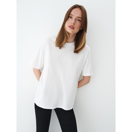 Mohito - Biała koszulka oversize - Biały Mohito XS promocyjna cena Mohito