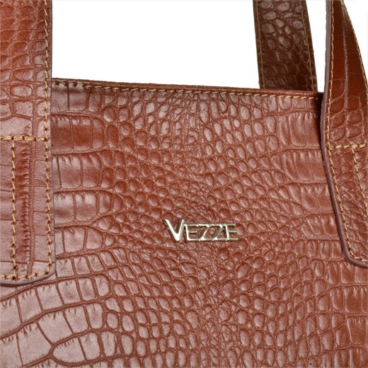 Vezze torba skórzana shopper bag brąz koniak wzór wężowej skóry Vezze uniwersalny okazja melon.pl