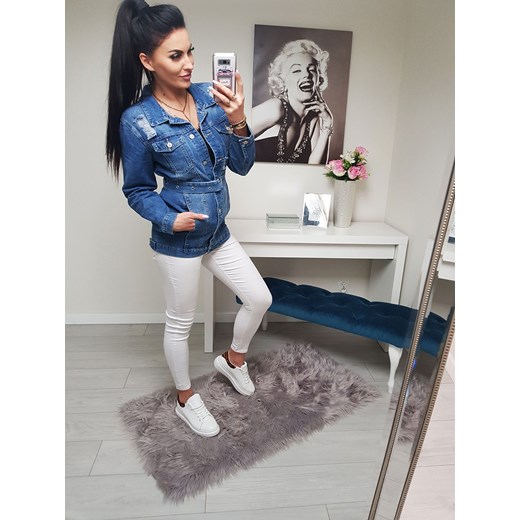 katana jeansowa mode z paskiem ze sklepu STYLOWO w kategorii Kurtki damskie - zdjęcie 143406912