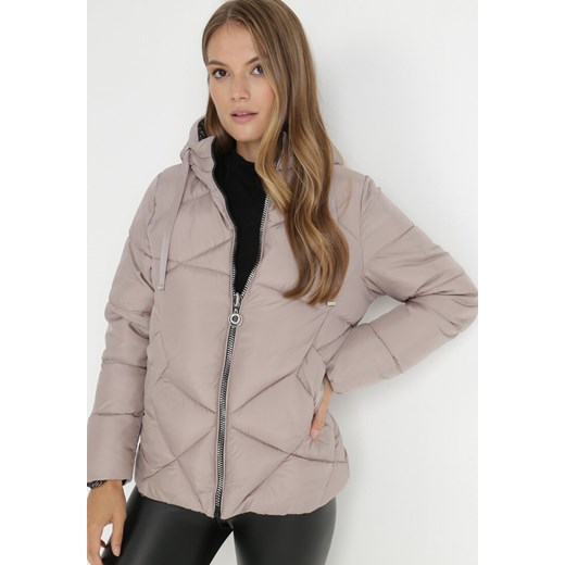 Beżowa Kurtka Dwustronna Pikowana Anworth S wyprzedaż Born2be Odzież