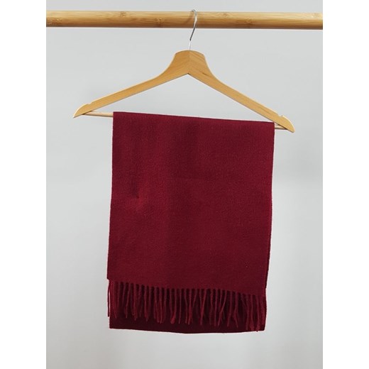 Bordowy szalik z wełny jagnięcej Tartan I Wełna OneSize Tartan i Wełna