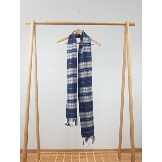 Szalik z kaszmiru i wełny Navy Grey White Tartan I Wełna OneSize Tartan i Wełna