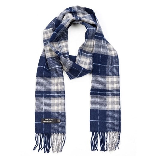 Szalik z kaszmiru i wełny Navy Grey White Tartan I Wełna OneSize Tartan i Wełna