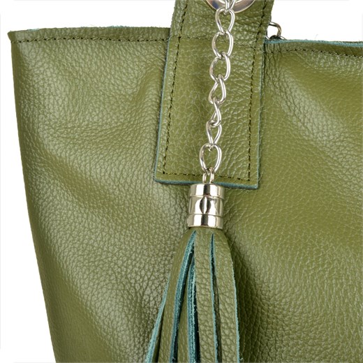 Zieleń oliwkowa torebka damska shopper skórzana z podszewką Real Leather uniwersalny melon.pl