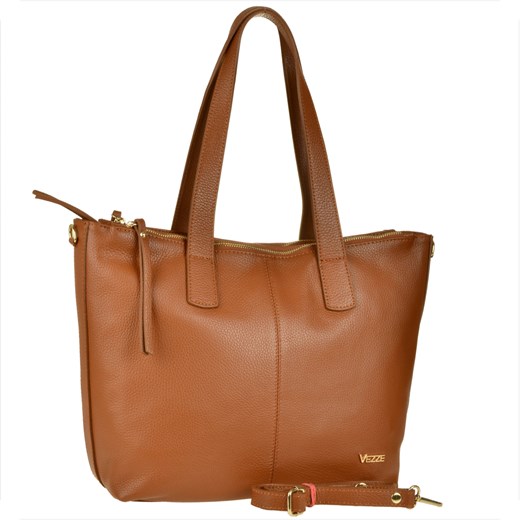 Vezze włoska torebka shopper skórzana brąz camel ze sklepu melon.pl w kategorii Torby Shopper bag - zdjęcie 143413474