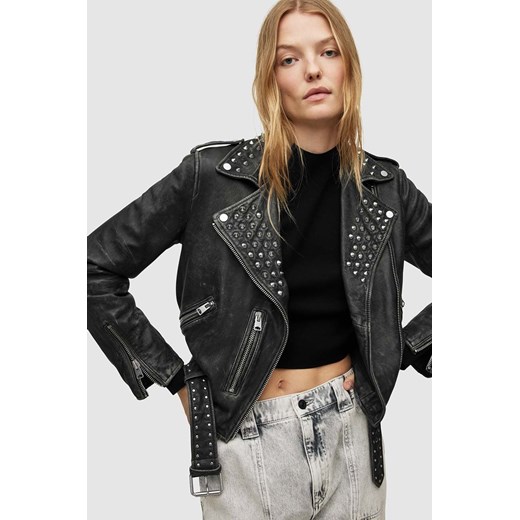 AllSaints ramoneska skórzana damska kolor czarny przejściowa 34 ANSWEAR.com