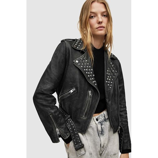 AllSaints ramoneska skórzana damska kolor czarny przejściowa 36 ANSWEAR.com
