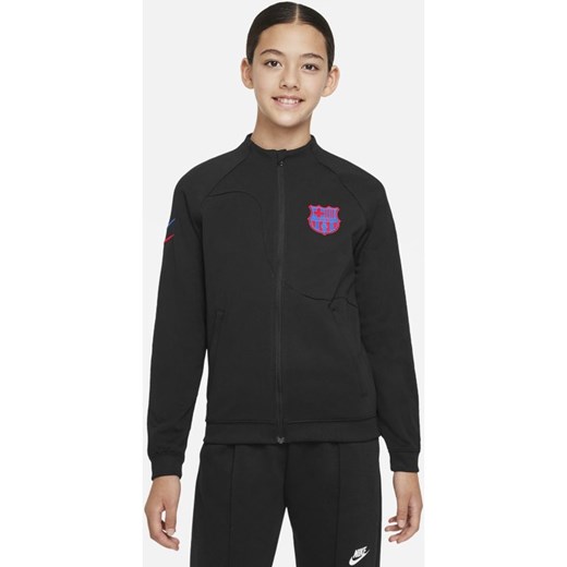 Dzianinowa kurtka piłkarska dla dużych dzieci FC Barcelona Academy Pro - Czerń Nike S Nike poland