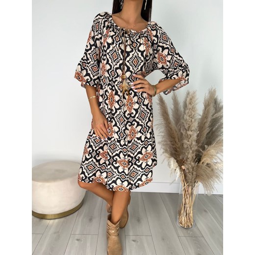 Sukienka Modnakiecka.pl casual z wiskozy w nadruki midi