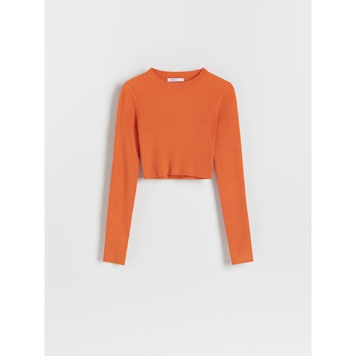 Reserved - Crop top z wiskozą - Pomarańczowy Reserved XS Reserved