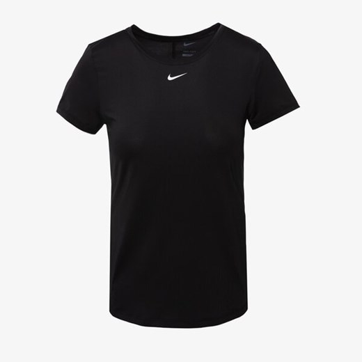 Nike bluzka damska czarna z krótkim rękawem z okrągłym dekoltem 