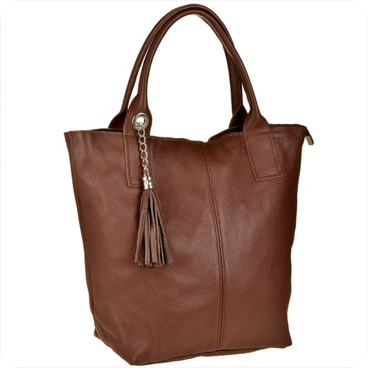 Brąz koniak torebka damska shopper skórzana z podszewką Real Leather uniwersalny melon.pl