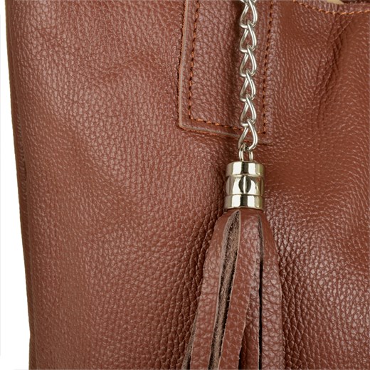 Brąz koniak torebka damska shopper skórzana z podszewką Real Leather uniwersalny melon.pl
