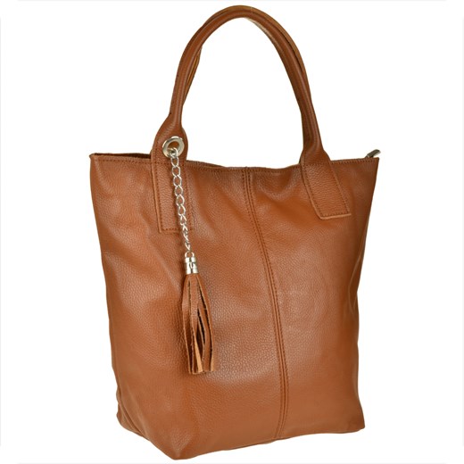 Brąz camel torebka damska shopper skórzana z podszewką ze sklepu melon.pl w kategorii Torby Shopper bag - zdjęcie 143449031