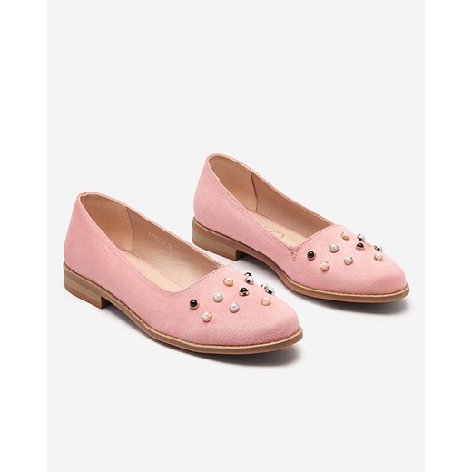 Różowe damskie baleriny z perełkami Coinel - Obuwie Royalfashion.pl 36 royalfashion.pl