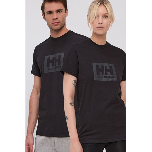 Helly Hansen T-shirt bawełniany kolor czarny z nadrukiem Helly Hansen L ANSWEAR.com