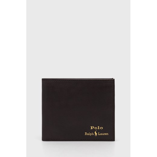 Polo Ralph Lauren Portfel skórzany 405803865001 męski kolor brązowy ze sklepu ANSWEAR.com w kategorii Portfele męskie - zdjęcie 143521683