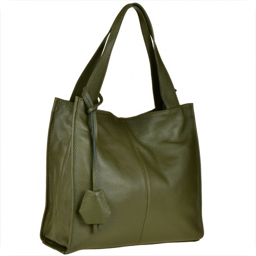 Duża torebka włoska shopper bag skóra naturalna oliwka ze sklepu melon.pl w kategorii Torby Shopper bag - zdjęcie 143543320