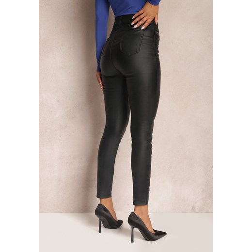 Czarne Spodnie Skinny z Imitacji Skóry Pavlades Renee XL okazja Renee odzież