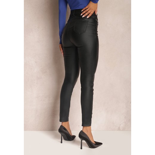 Czarne Spodnie Skinny z Imitacji Skóry Pavlades Renee XL okazja Renee odzież