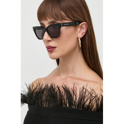 Gucci okulary przeciwsłoneczne damskie kolor czarny ze sklepu ANSWEAR.com w kategorii Okulary przeciwsłoneczne damskie - zdjęcie 143583594